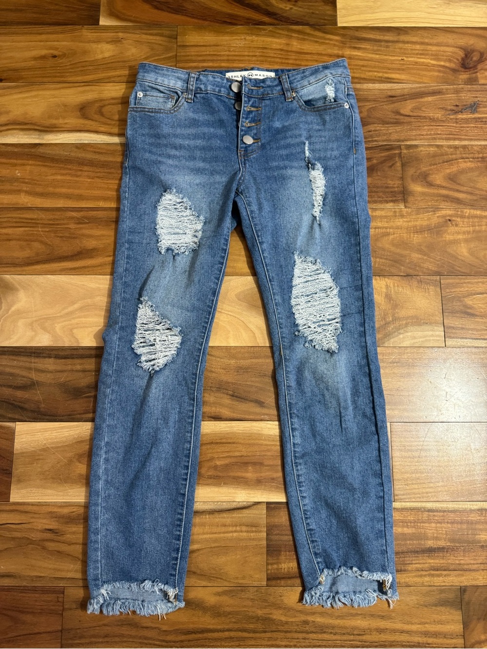 Ashley Mason Distressed Blue Skinny Jeans